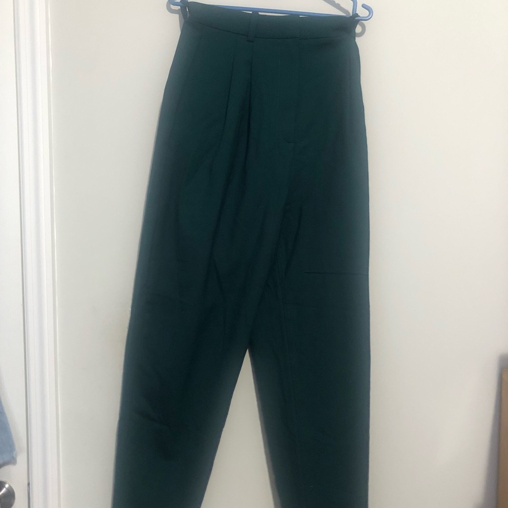 & other stories Tapered Wool Pant, Green, 4
